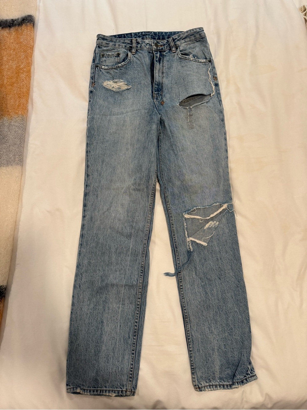 Ksubi Women’s Distressed Light Wash Straight Jeans
